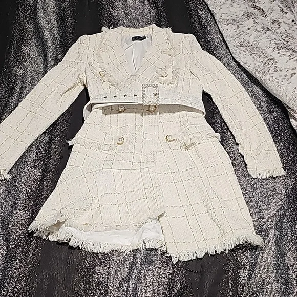 Fashion Nova | Dresses | High Class And Sass Tweed Mini Dress Ivory |  Poshmark